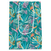 熱帯カラフルの花葉柄 ミディアムペーパーバッグ (裏面)