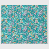 熱帯カラフルの花葉柄 ラッピングペーパー (フラット)