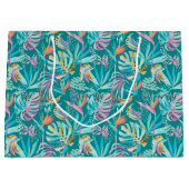 熱帯カラフルの花葉柄 ラージペーパーバッグ (正面)