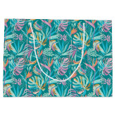 熱帯カラフルの花葉柄 ラージペーパーバッグ (裏面)