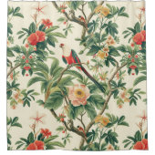 熱帯カラフルの花鳥 シャワーカーテン (正面)
