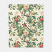 熱帯カラフルの花鳥 フリースブランケット (正面)