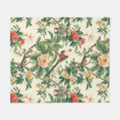 熱帯カラフルの花鳥 フリースブランケット (正面(横))