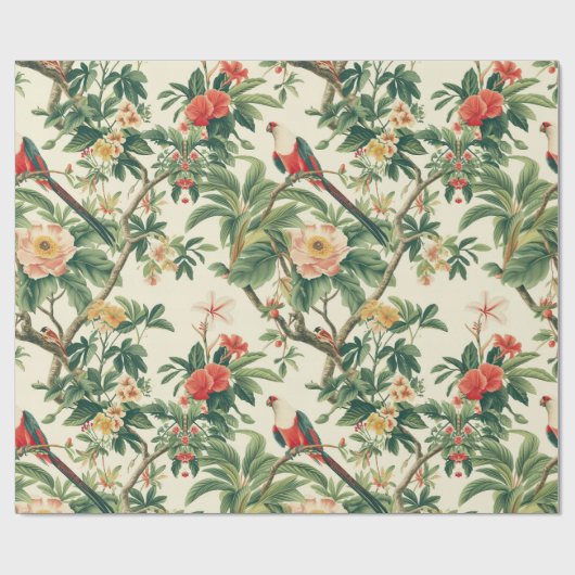 熱帯カラフルの花鳥 ラッピングペーパー (フラット)
