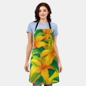 熱帯カラフルの花 エプロン (着用した状態)