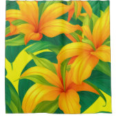 熱帯カラフルの花 シャワーカーテン (正面)