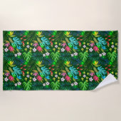 熱帯カラフルの花 ビーチタオル (正面)