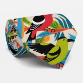 熱帯カラフルの葉の中のオウム ネクタイ (ロール)