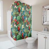 熱帯カラフルの鳥花の葉 シャワーカーテン (インサイチュ)