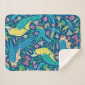 熱帯カラフルの鳥花パターン シェルパブランケット (正面(横))
