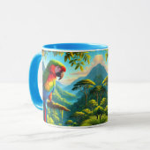 熱帯カラフルオウム青緑マグカップ マグカップ (正面左)