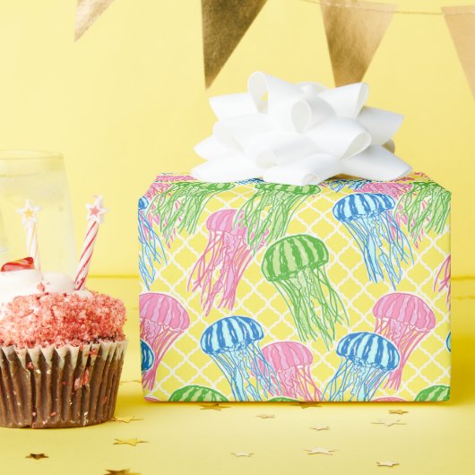 熱帯カラフルクラゲのケトレフォイル ラッピングペーパー (誕生日パーティー)