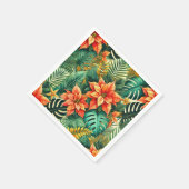 熱帯カラフルクリスマスポインセチアの減退 スタンダードカクテルナプキン (角)