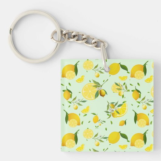 熱帯カラフルシトラス夏オレンジレモンスライス キーホルダー (正面)