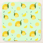 熱帯カラフルシトラス夏オレンジレモンスライス スクエアペーパーコースター (正面)