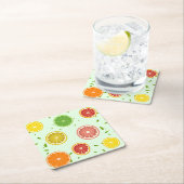熱帯カラフルシトラス夏オレンジレモンスライス スクエアペーパーコースター (インサイチュ)
