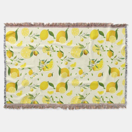熱帯カラフルシトラス夏オレンジレモンスライス スローブランケット (正面)