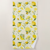 熱帯カラフルシトラス夏オレンジレモンスライス ビーチタオル (正面)