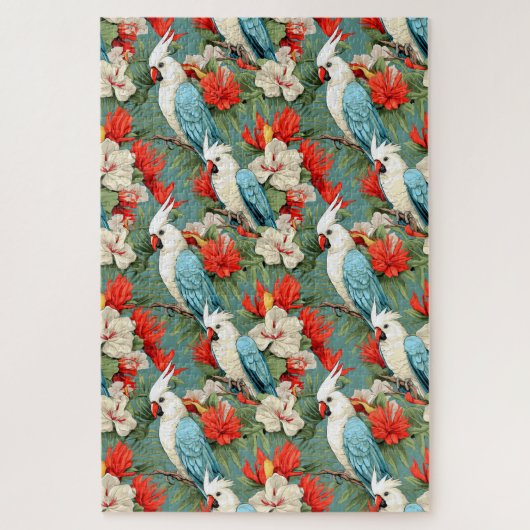 熱帯カラフルジャングルオウム困難 ジグソーパズル (縦)