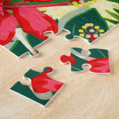 熱帯カラフルジャングルハイビスカス赤と緑 ジグソーパズル (側面)