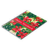 熱帯カラフルジャングルハイビスカス赤と緑 ノートブック (左側)