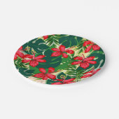 熱帯カラフルジャングルハイビスカス赤と緑 ペーパープレート (アングル)