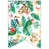 熱帯カラフルジャングル動物ハッピーバースデー バンティングフラッグ (第1の旗)