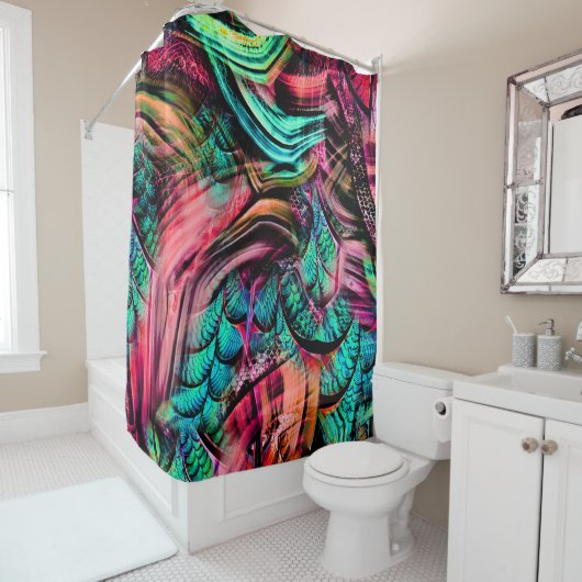 熱帯カラフルジャングル シャワーカーテン (インサイチュ)