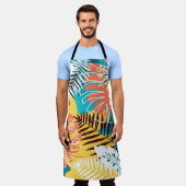 熱帯カラフルジャング離れルパターン エプロン (着用した状態)