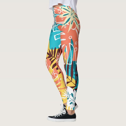 熱帯カラフルジャング離れルパターン レギンス (左)