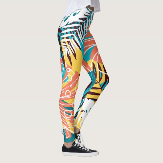 熱帯カラフルジャング離れルパターン レギンス (右)