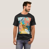 熱帯カラフルジャング離れルパターン Tシャツ (正面フル)