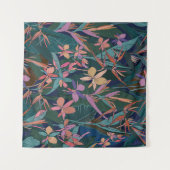 熱帯カラフルジャン葉グルと花の手d タペストリー (正面(横))