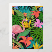熱帯カラフルデザインフラミンゴとヤシ葉の シーズンカード (正面/裏面)