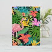 熱帯カラフルデザインフラミンゴとヤシ葉の シーズンカード (スタンド正面)