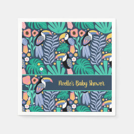 熱帯カラフルトカンの鳥の赤ちゃんシャワー スタンダードカクテルナプキン