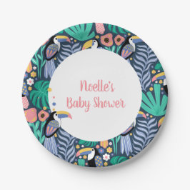 熱帯カラフルトカンの鳥の赤ちゃんシャワー ペーパープレート