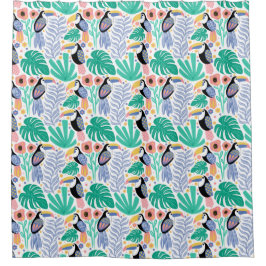 熱帯カラフルトカンの鳥花の植物 シャワーカーテン