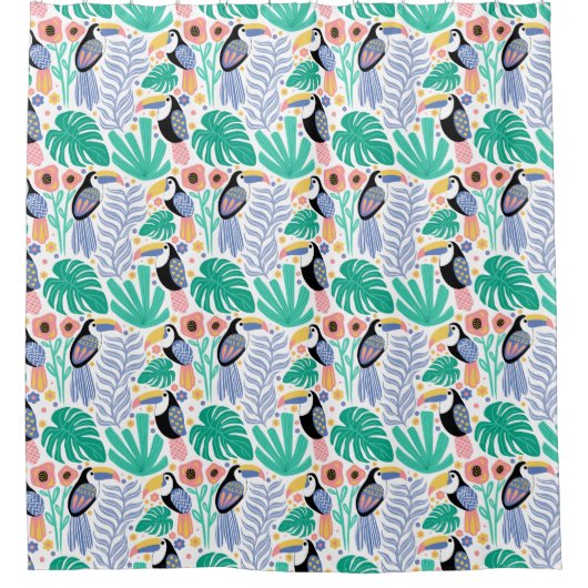 熱帯カラフルトカンの鳥花の植物 シャワーカーテン (正面)