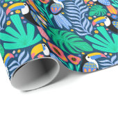 熱帯カラフルトカンの鳥花の植物 ラッピングペーパー (ロールコーナー)