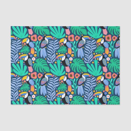 熱帯カラフルトカンの鳥花の植物 薄葉紙 (正面)