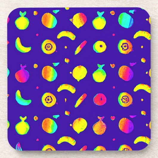 熱帯カラフルネオン果柄 コースター (正面)