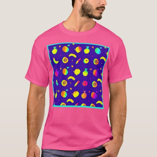 熱帯カラフルネオン果柄 Tシャツ (正面)