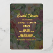 熱帯カラフルハイビスカスハワイアンサマーブライダル 箔招待状 (正面)