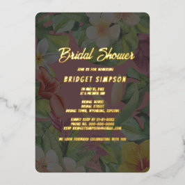 熱帯カラフルハイビスカスハワイアンサマーブライダル 箔招待状