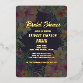 熱帯カラフルハイビスカスハワイアンサマーブライダル 箔招待状