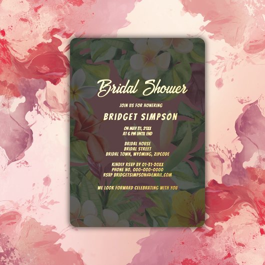 熱帯カラフルハイビスカスハワイアンサマーブライダル 箔招待状