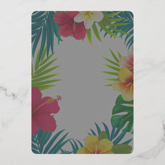 熱帯カラフルハイビスカスハワイア結婚サマー 箔招待状 (裏面)
