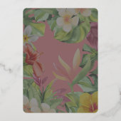 熱帯カラフルハイビスカスハワイア結婚サマー 箔招待状 (裏面)