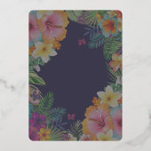 熱帯カラフルハイビスカスハワイア結婚サマー 箔招待状 (裏面)